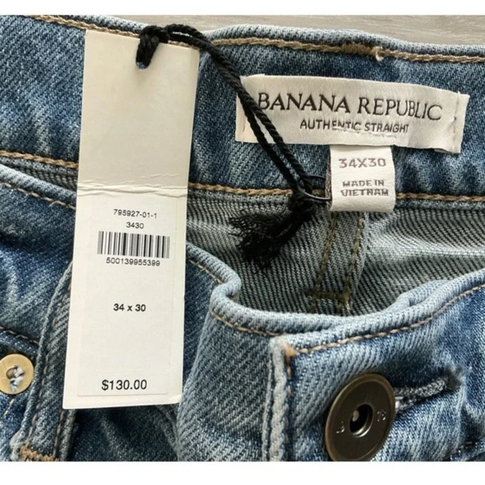 Banana Republic‎ Authentic Straight Jeans Medium Wash 34x30 New With Tags